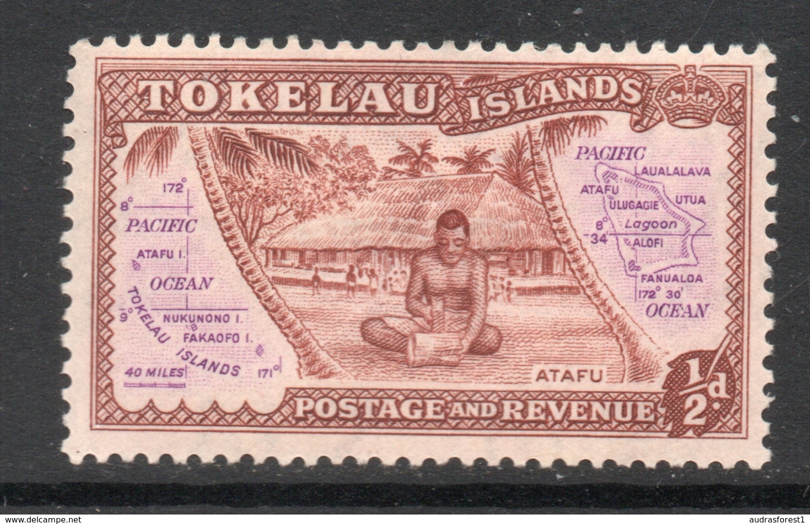 1948 TOKELAU ISLANDS ½d Brown Mint Hinged Michel Cat No. 1 - Tokelau