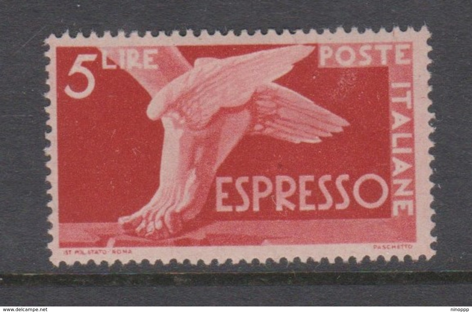 Italy E 25 1947  Special Delivery Stamp,5 Lire Red Brown,mint Hinged - Express/pneumatic Mail