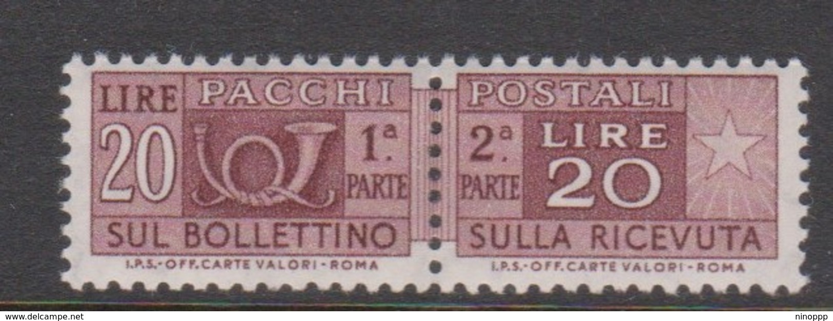 Italy PP 104 1973 Parcel Post 20 Lire Brown Lilac,mint  Hinged - Postal Parcels