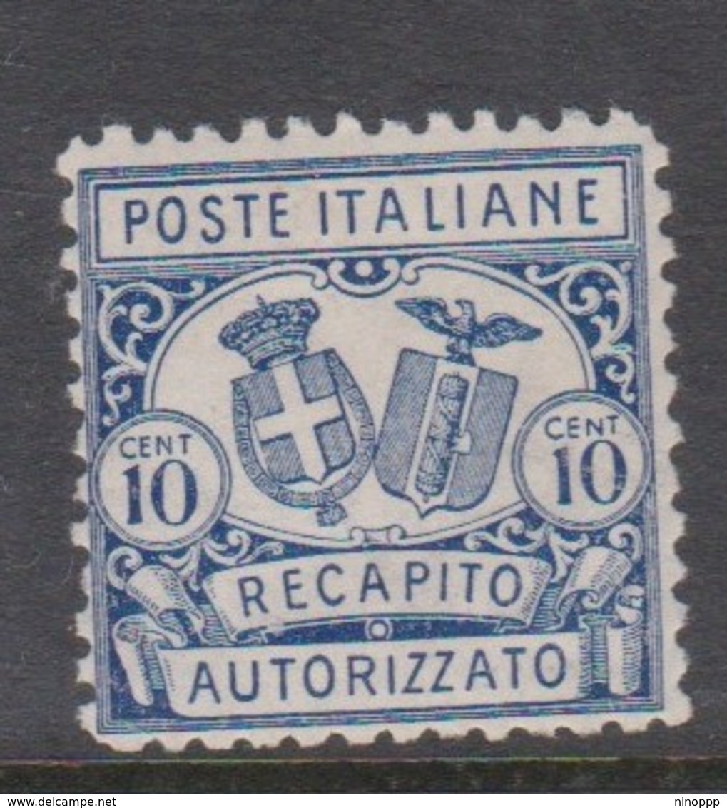 Italy Republic AD 1 1928 King Victor Emmanuel Authorized Delivery Stamp 10c Blue Mint Hinged - Mint/hinged