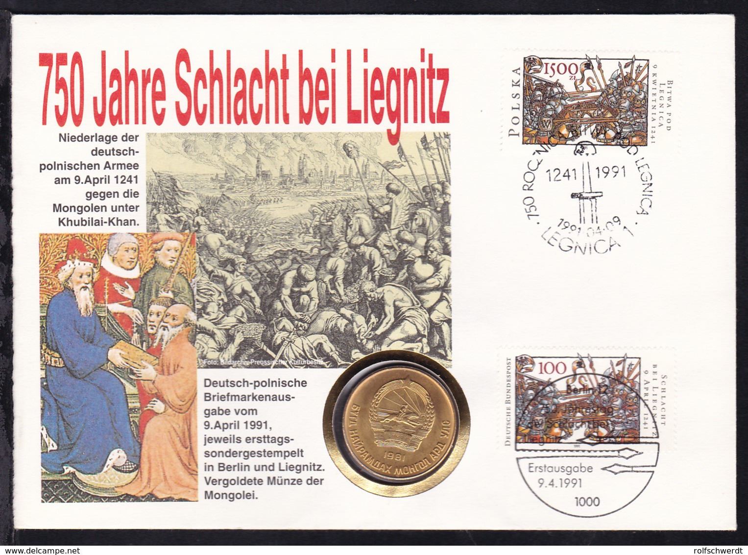 Numisbrief 750 Jahre Schlacht Bei Liegnitz  - Sonstige & Ohne Zuordnung
