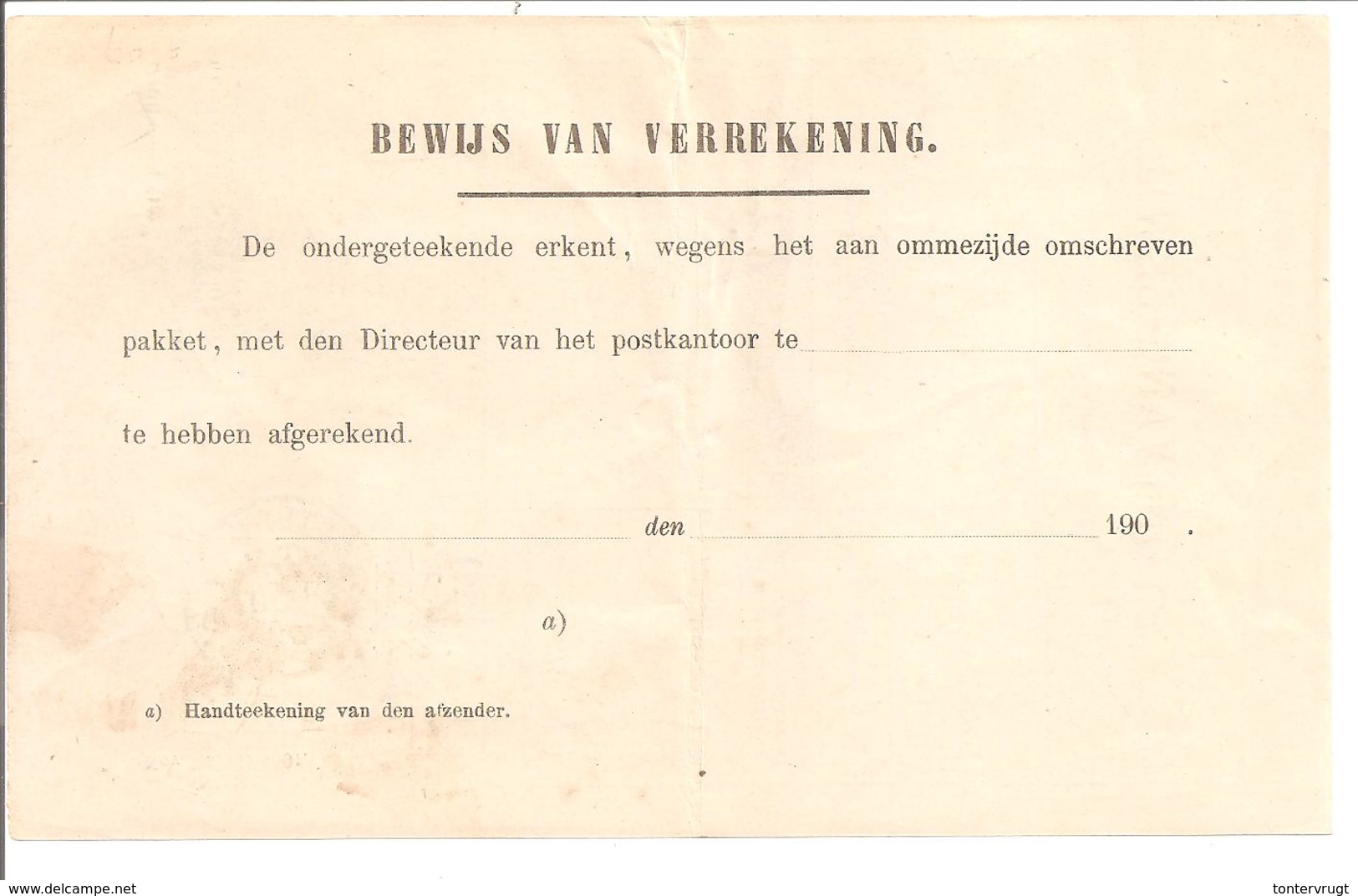 Ontvangbewijs Pakket Met Aangegeven Waarde Amsterdam 1906 - Brieven En Documenten