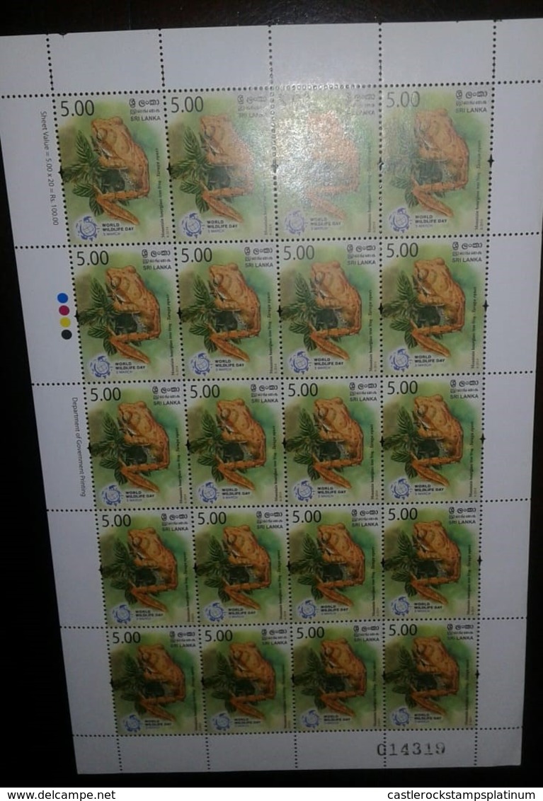 O) 2014 SRI LANKA, FROG - WORLD WILDLIFE - MOUNTAIN HOURGLASS -TREE FROG -TARUGA, MNH - Sri Lanka (Ceylon) (1948-...)