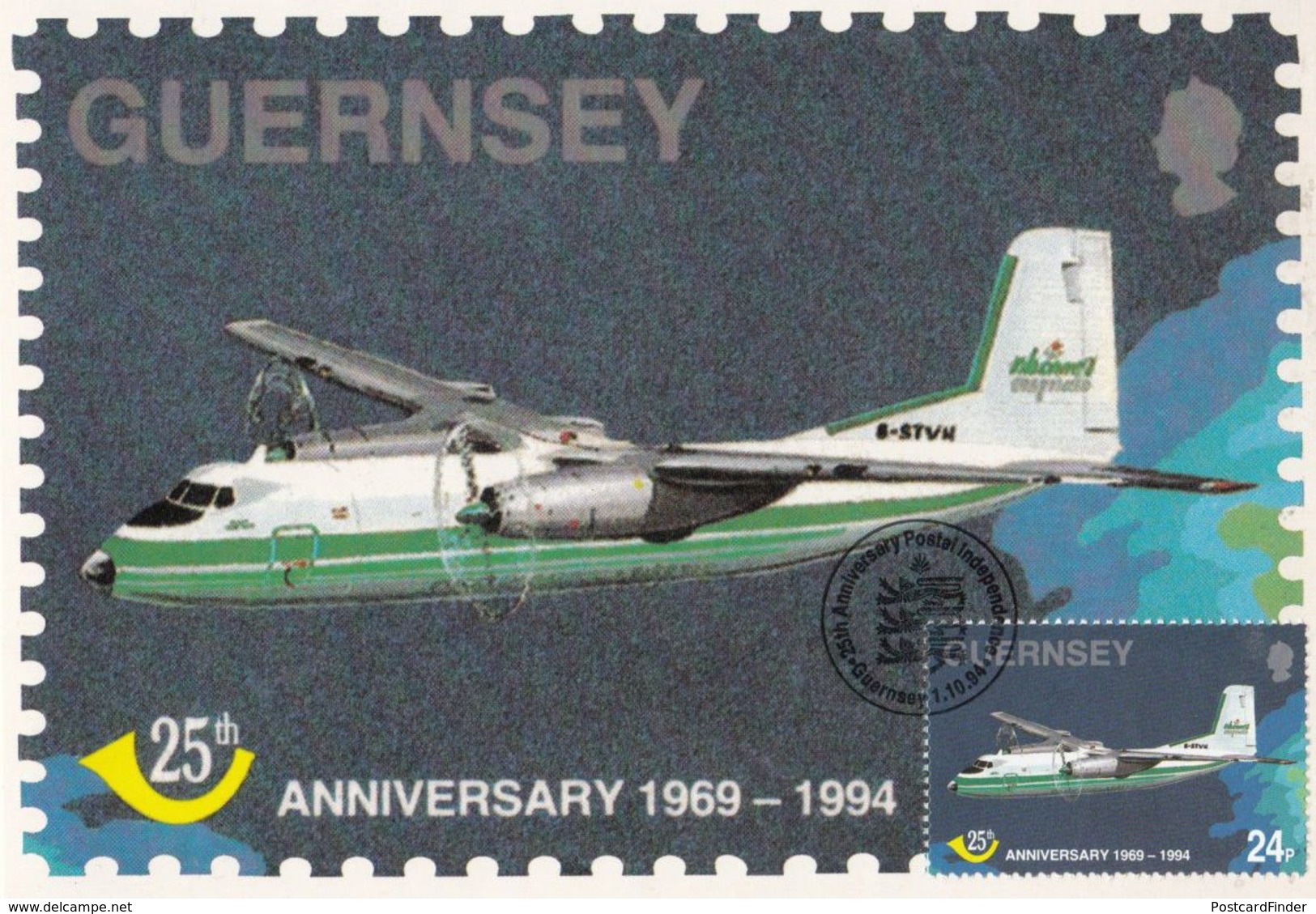 Handley Page HPR-7 Plane Guernsey Limited Edition First Day Stamp Cover Postcard - Other & Unclassified