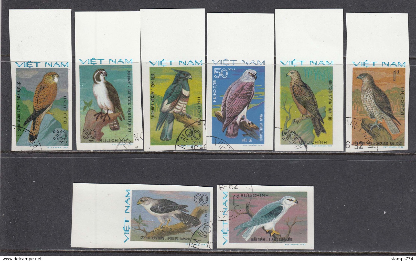 Vietnam 1982 - Prey Birds - Imperforated, Canceled - Vietnam