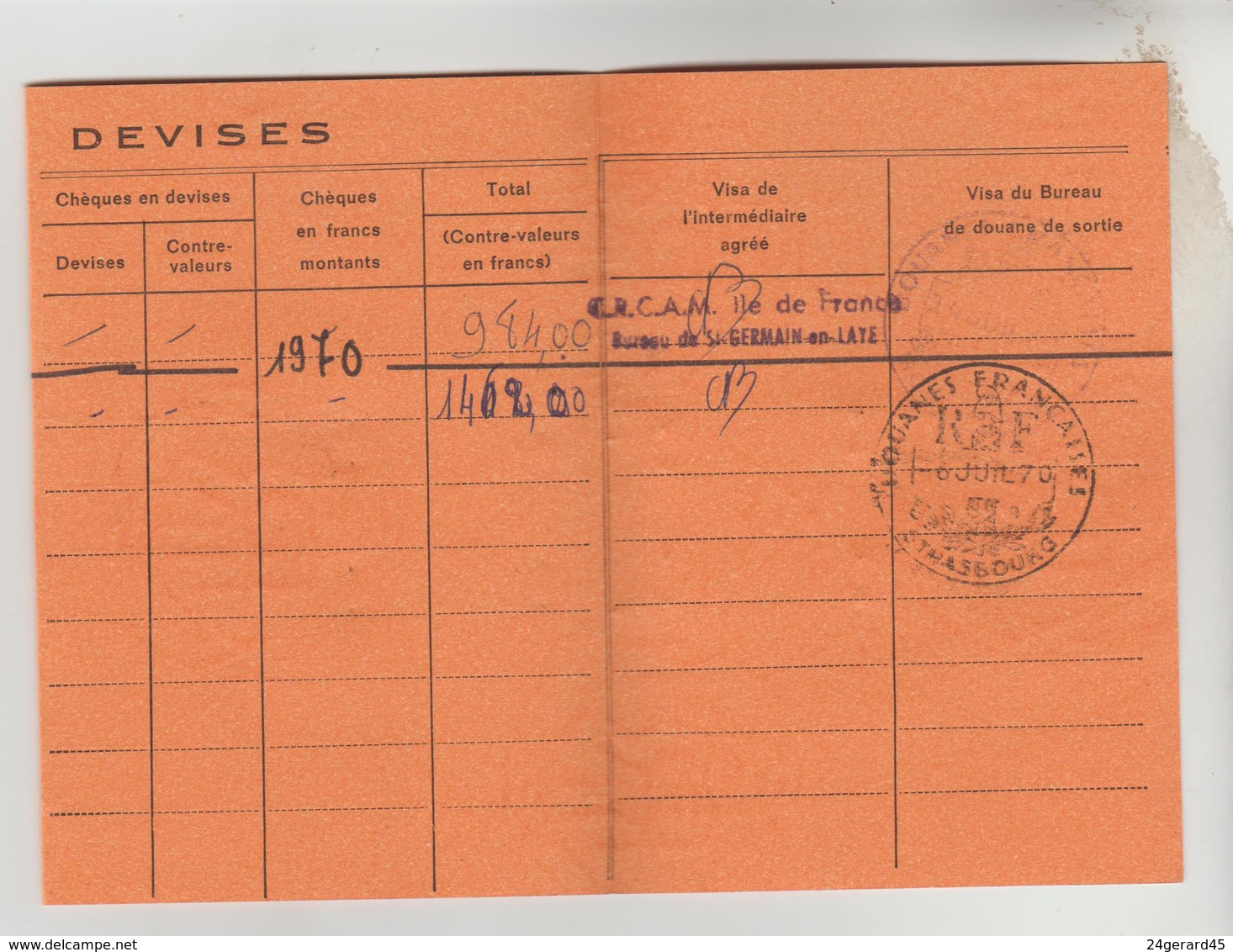 CARTE CARNET DE CHANGE N°MC54800 ETABLI LE 24/06/1969 CRCAM ILE DE FRANCE POISSY - Autres & Non Classés