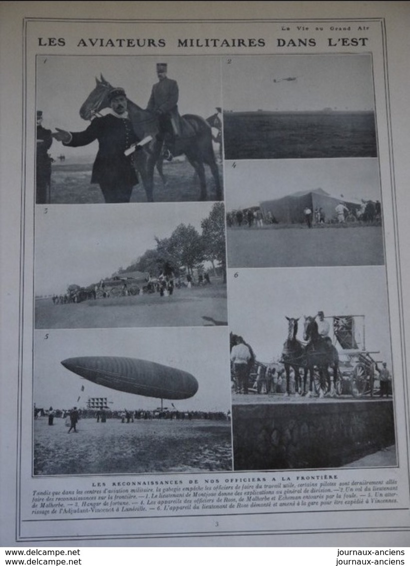 1912 LES AVIATEURS MIITAIRE DANS L'EST - LTN ROSE - LTN DE MONTJOUE - LTN DE MALHERBE - ADJUDANT DE VINENOT À LUNEVILLE - 1900 - 1949