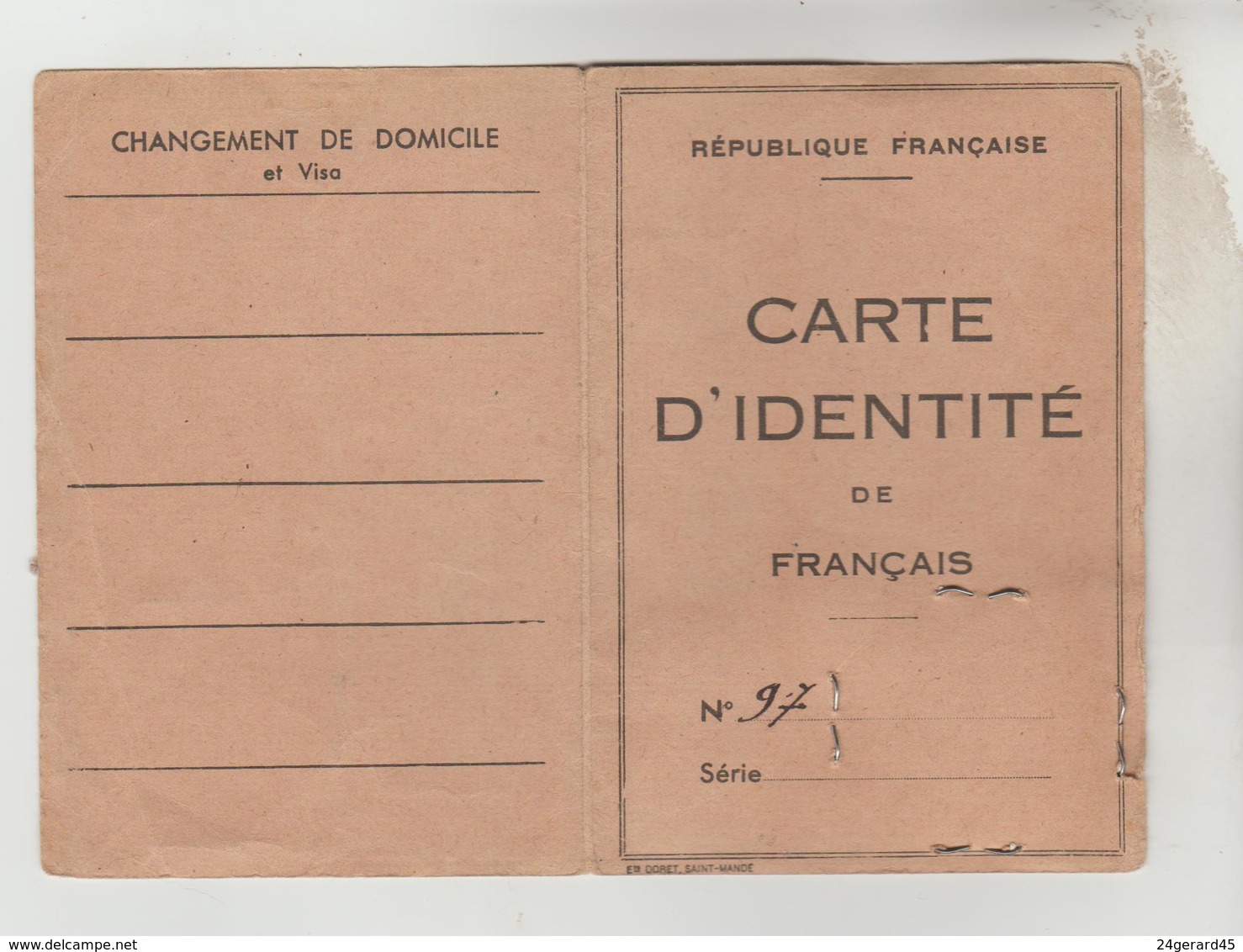 CARTE D'IDENTITE N°97 DU 8/03/1950 COMMISSAIRE DE POISSY TIMBRES FISCAUX 50 ET 8 FRANCS - Sonstige & Ohne Zuordnung