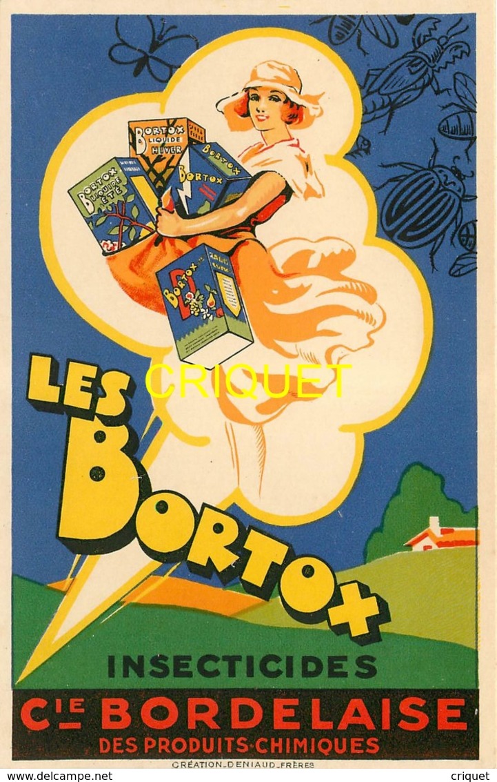 Publicité, Belle Carte Illustrée Pour Les Insecticides Bortox De La Compagnis Bordelaise Des Produits Chimiques - Publicité
