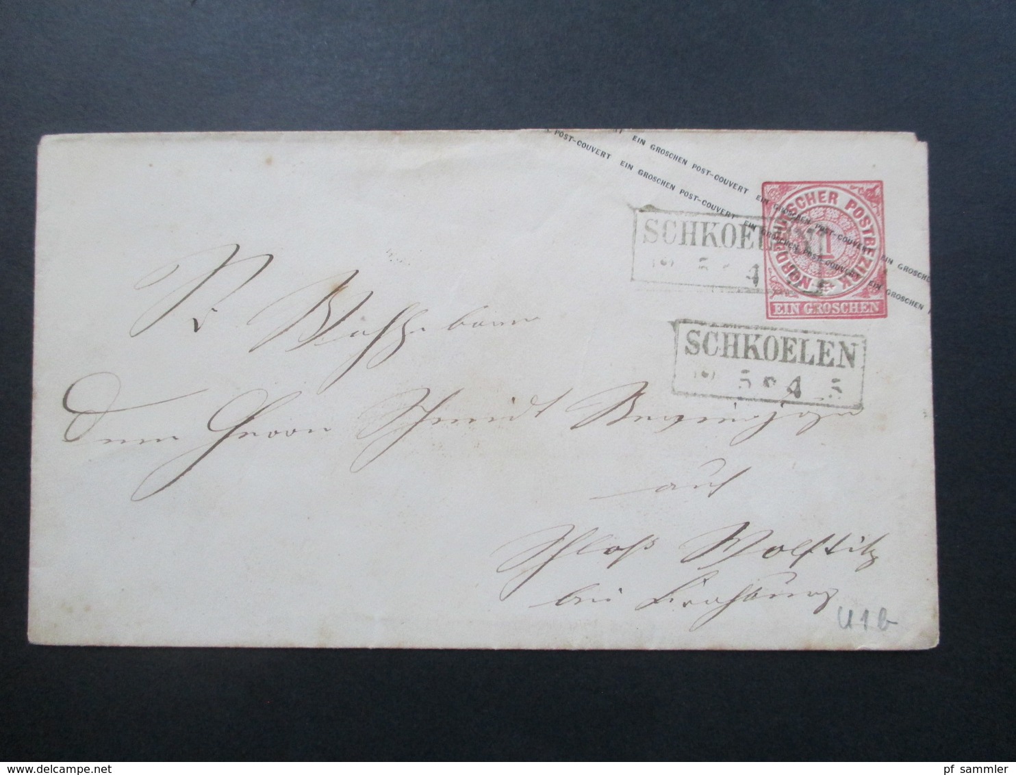 Altdeutschland NDP 1868 GA Umschlag U1 Ab Stempel Ra2 Schkoelen (2x) Rückseitig Ak Stempel Und Ausgabe - Postal  Stationery