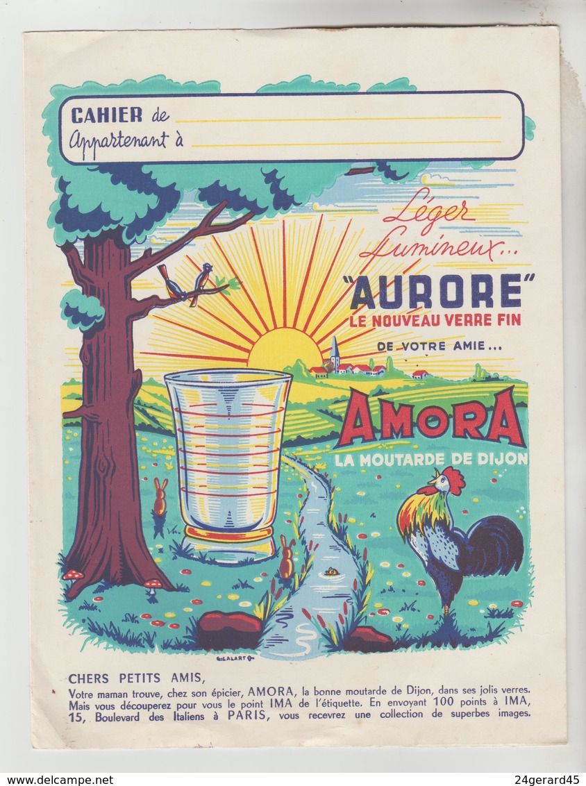 PROTEGE CAHIER ILLUSTRE MOUTARDE AMORA "AURORE LE NOUVEAU VERRE FIN" - Senape