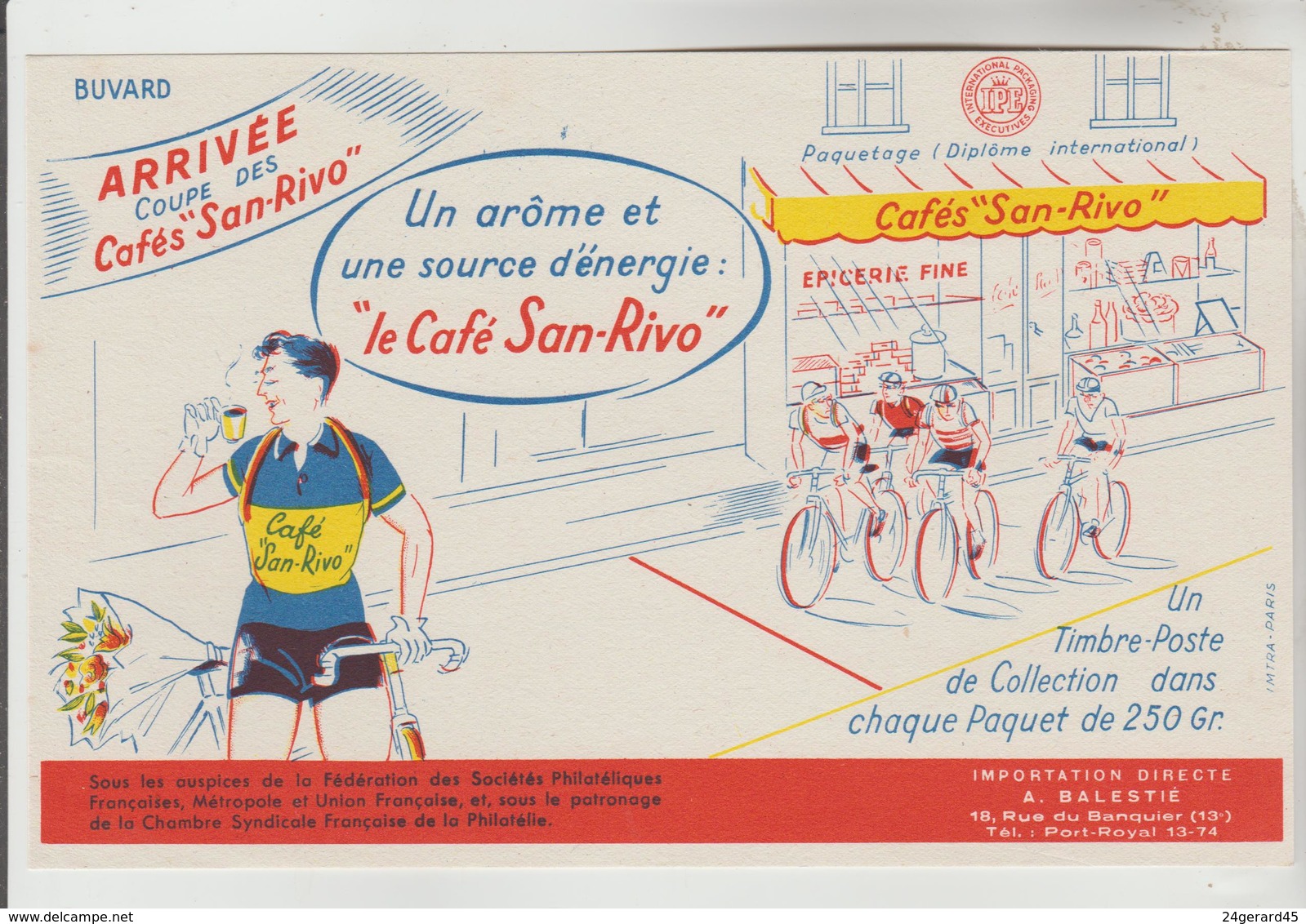 BUVARD CAFE SAN-RIVO LE CAFE DES CYCLISTES ET DES PHILATELISTES - Coffee & Tea