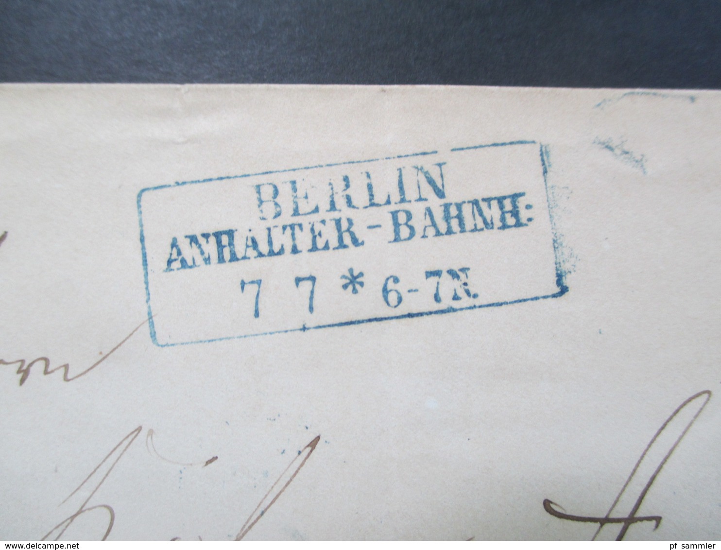 Altdeutschland NDP 1868 GA Umschlag U1 B Blauer Stempel Ra3 Berlin Anhalter - Bahnh: (2x) - Storia Postale