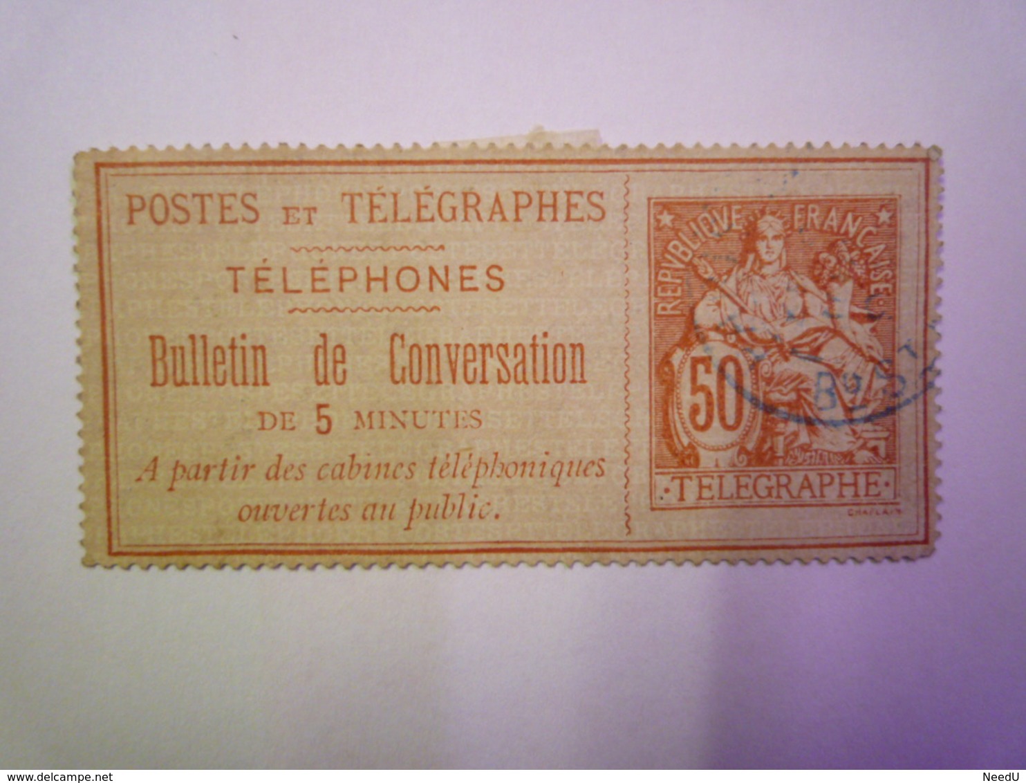 GP 2019 - 1658  Timbre TELEPHONE  -  Bulletin De Conversation De 5 Minutes   XXX - Telegraphie Und Telefon