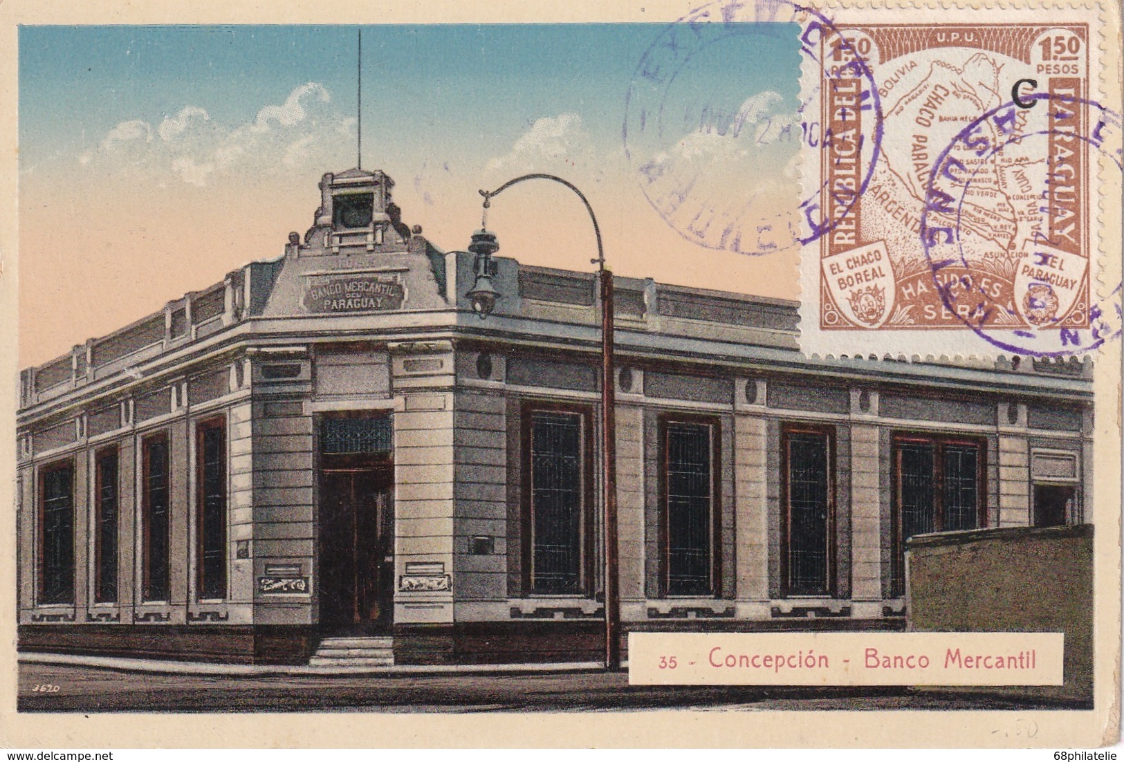 PARAGUAY 1928 CARTE POSTALE DE CONCEPCION BANCO MERCANTIL - Paraguay