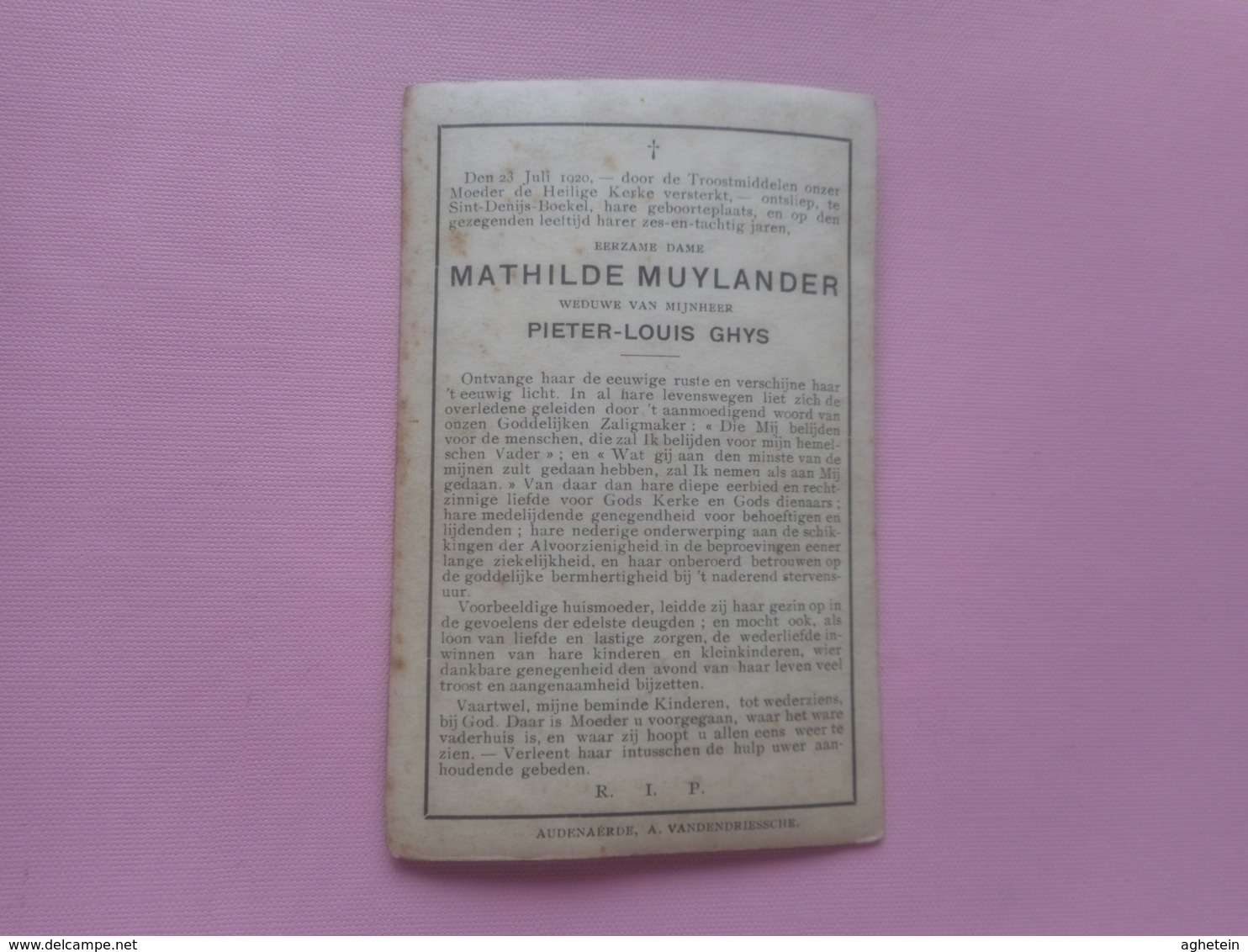 D.P.-MATHILDE MUYLANDER+23-7-1920 TE SINT-DENIJS-BOEKEL-86 JAREN - Religion & Esotérisme