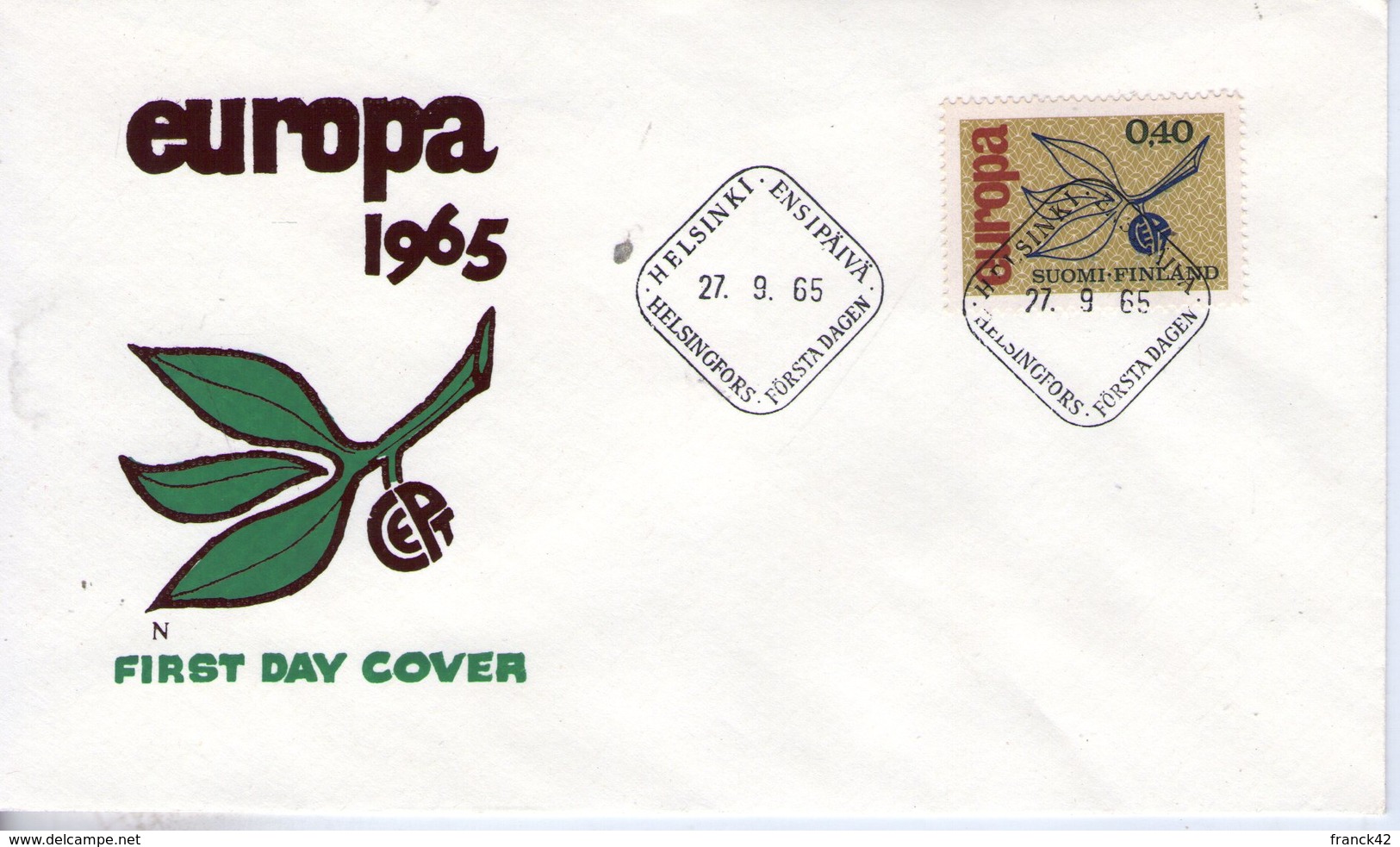 Finlande. Enveloppe Fdc. Europa 1965 - FDC