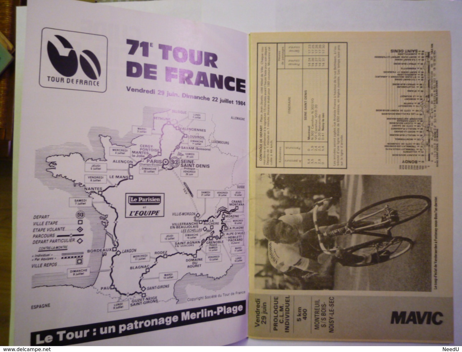 GP 2019 - 1667  TOUR De FRANCE 1984  :  Guide Officiel Des 23 étapes   XXX - Cyclisme