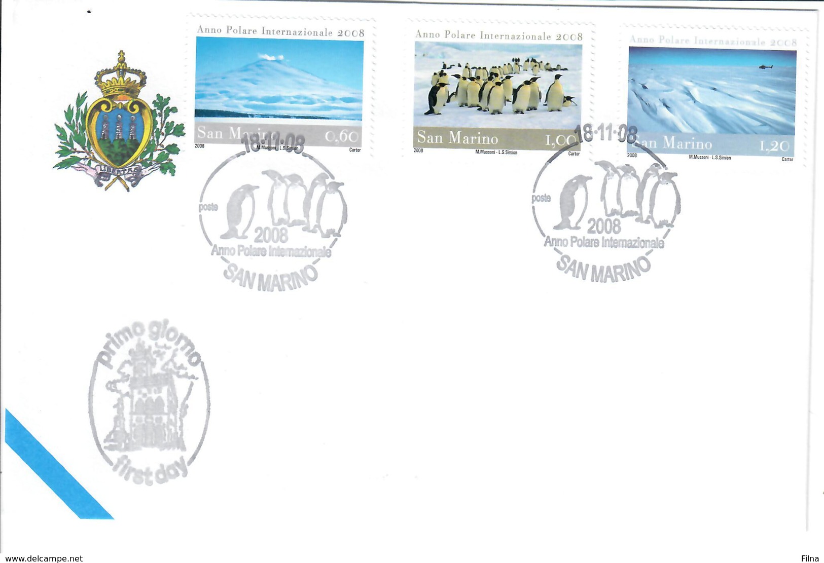 SAN MARINO 2008  - ANNO POLARE INTERNAZIONALE - ANIMALI PINGUINI   - SERIE COMPLETA SU  FDC - Used Stamps