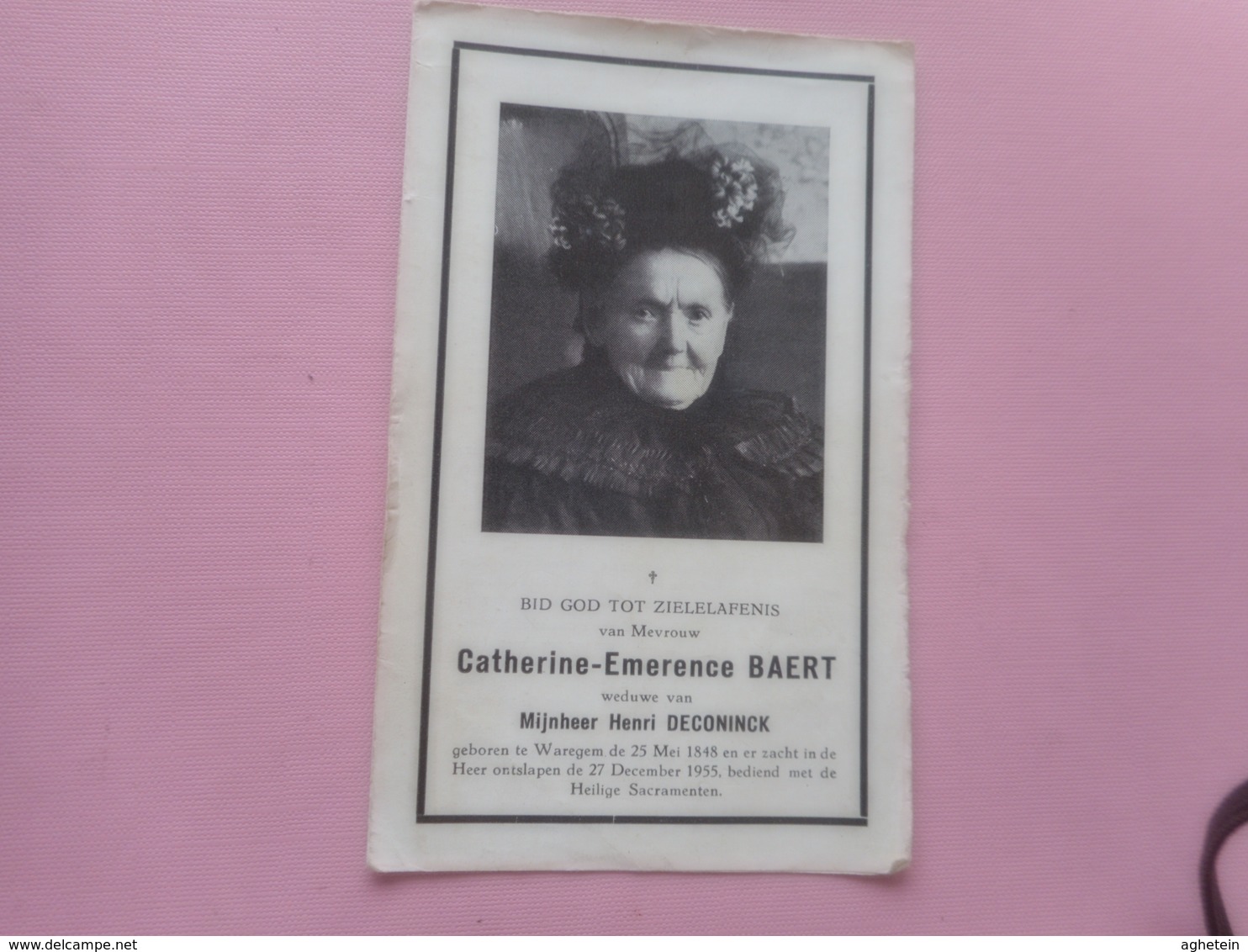 D.P.-107 JARIGE-CATHERINE-E.BAERT °WAREGEM 25-5-1848+ALDAAR 27-12-1955 - Godsdienst & Esoterisme