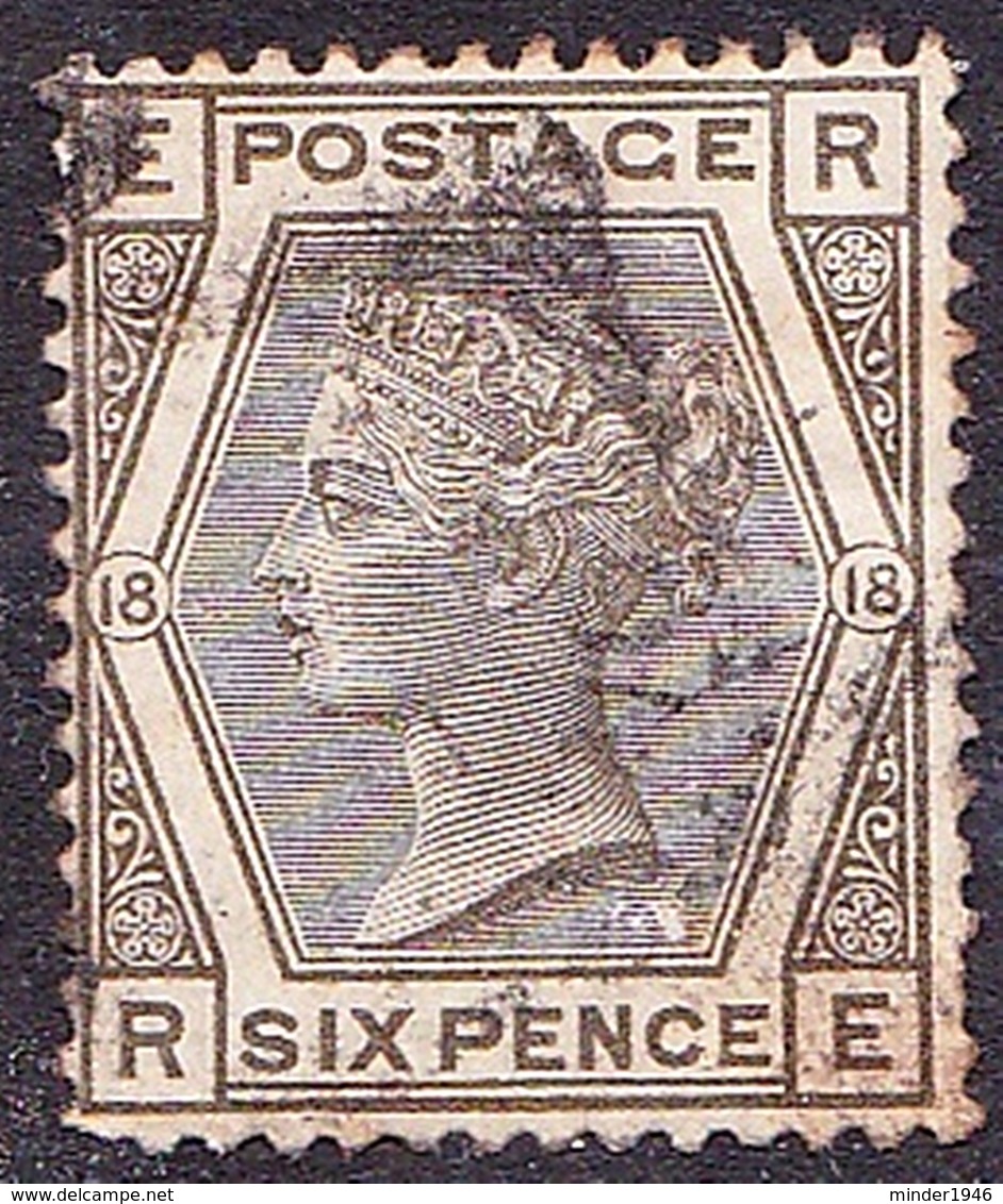 GREAT BRITAIN 1882 QV 6d Grey Plate 18 SG161 FU - Used Stamps