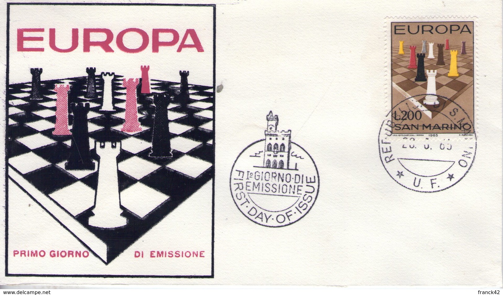 Saint Marin. Enveloppe Fdc. Europa 1965 - FDC