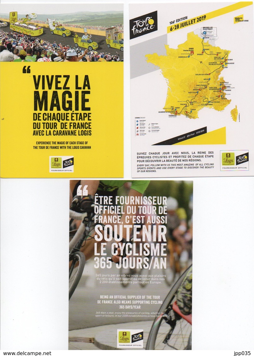 CYCLISME TOUR DE FRANCE 3 Cartes Caravane Logis De France - Cyclisme