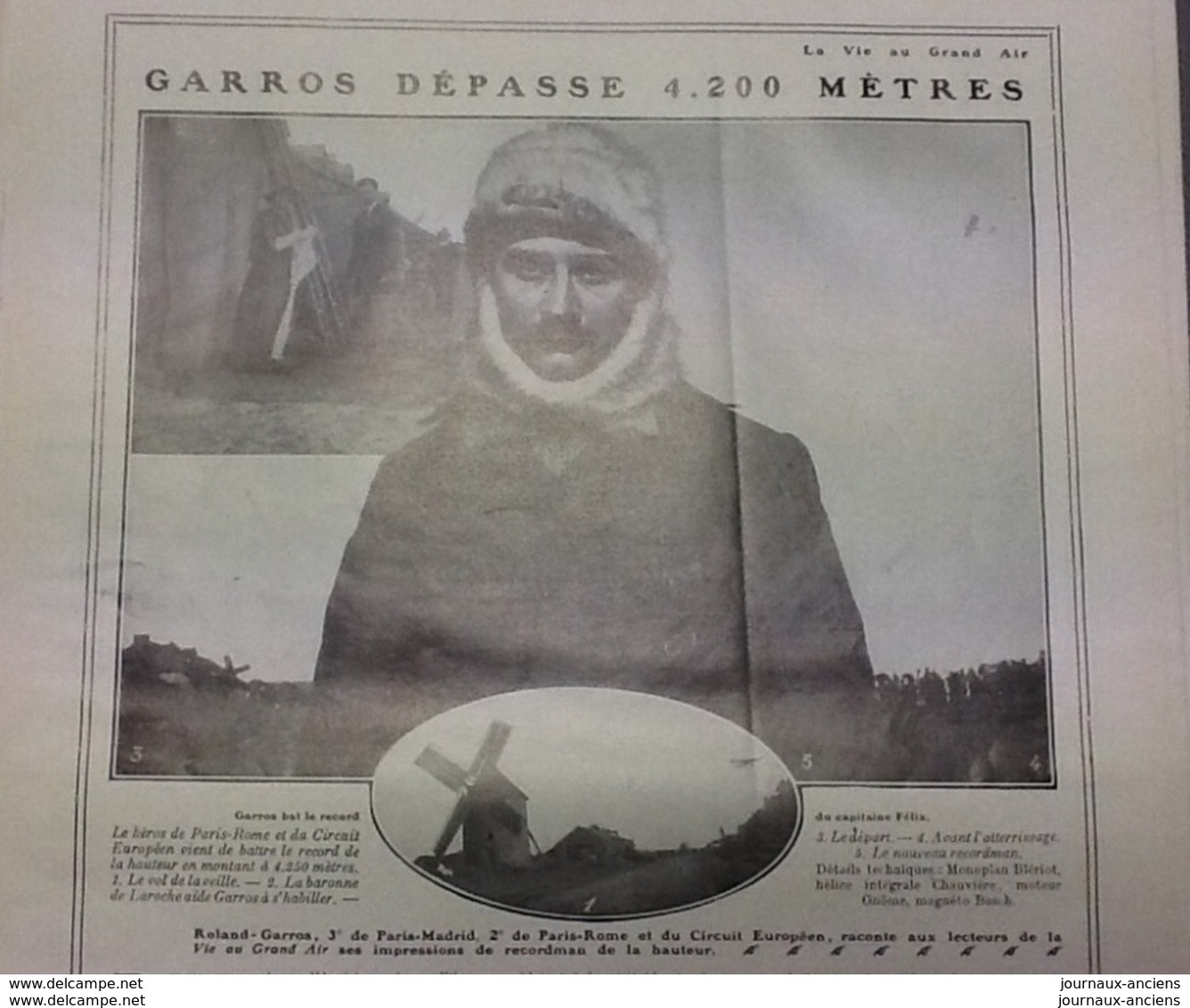 1911 AVIATION ROLANS GARROS DÉPASSE 4200 METRES - SAINT BENOIT LES ONDES - 1900 - 1949