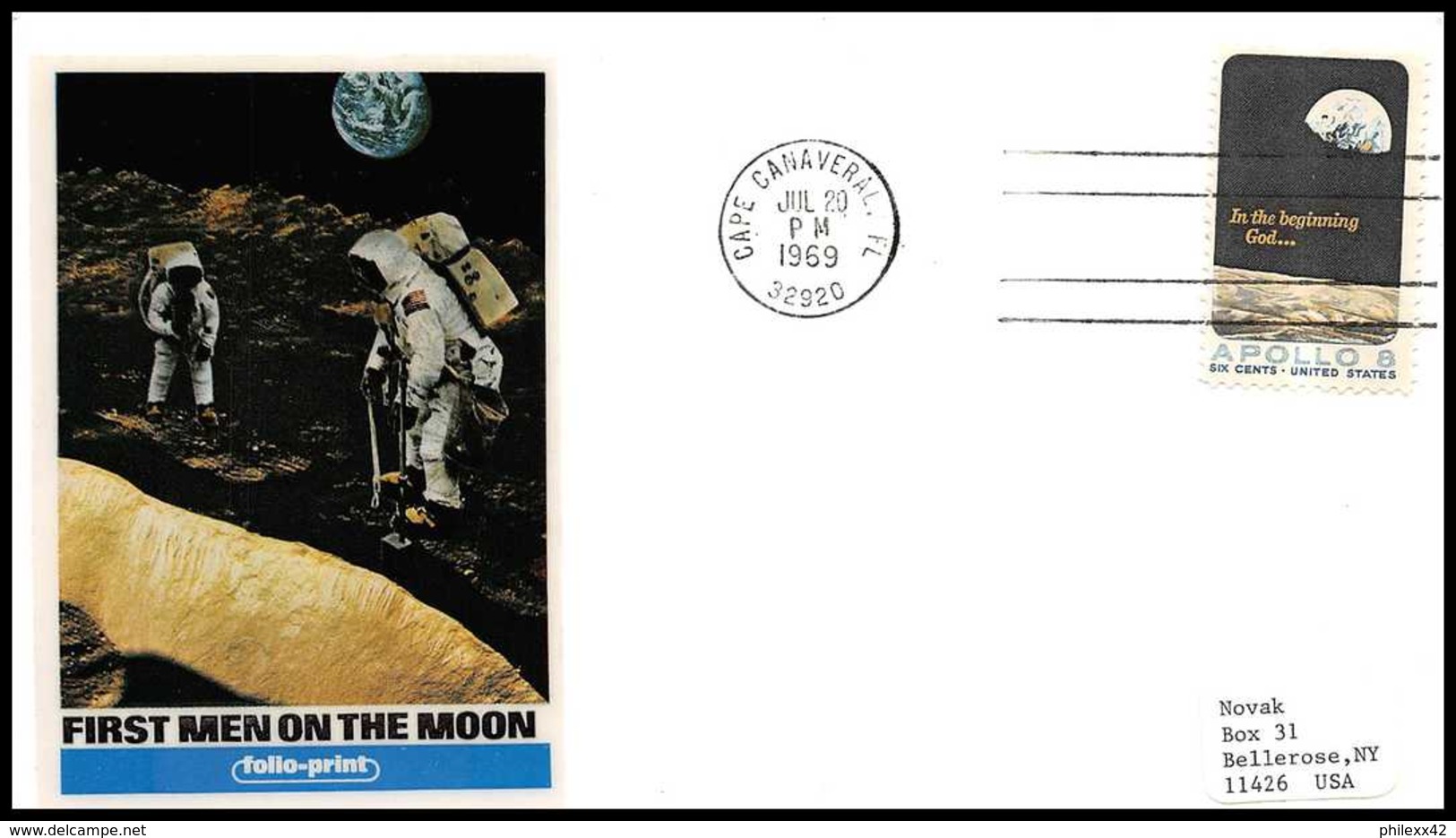 5268/ Espace (space) Lettre (cover) 20/7/1969 Apollo 11 First Men On The Moon USA - Etats-Unis