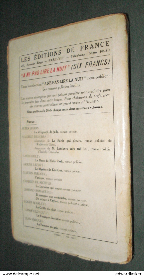 Coll. A NE PAS LIRE LA NUIT : La Lumière Qui Saute //Charles De Richter - Editions De France 1933 - Autres & Non Classés