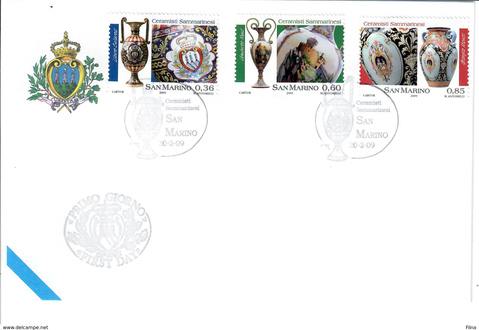 SAN MARINO 2009 - CERAMICHE E CERAMISTI  - SU  FDC - Used Stamps