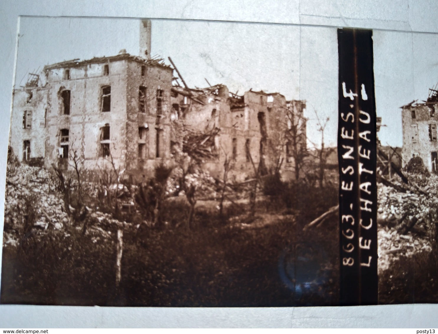 Guerre 1914-18 - ESNES (55) -  Le Chateau - Ruines -- Plaque De Verre StéréoscopiqueTBE - Plaques De Verre