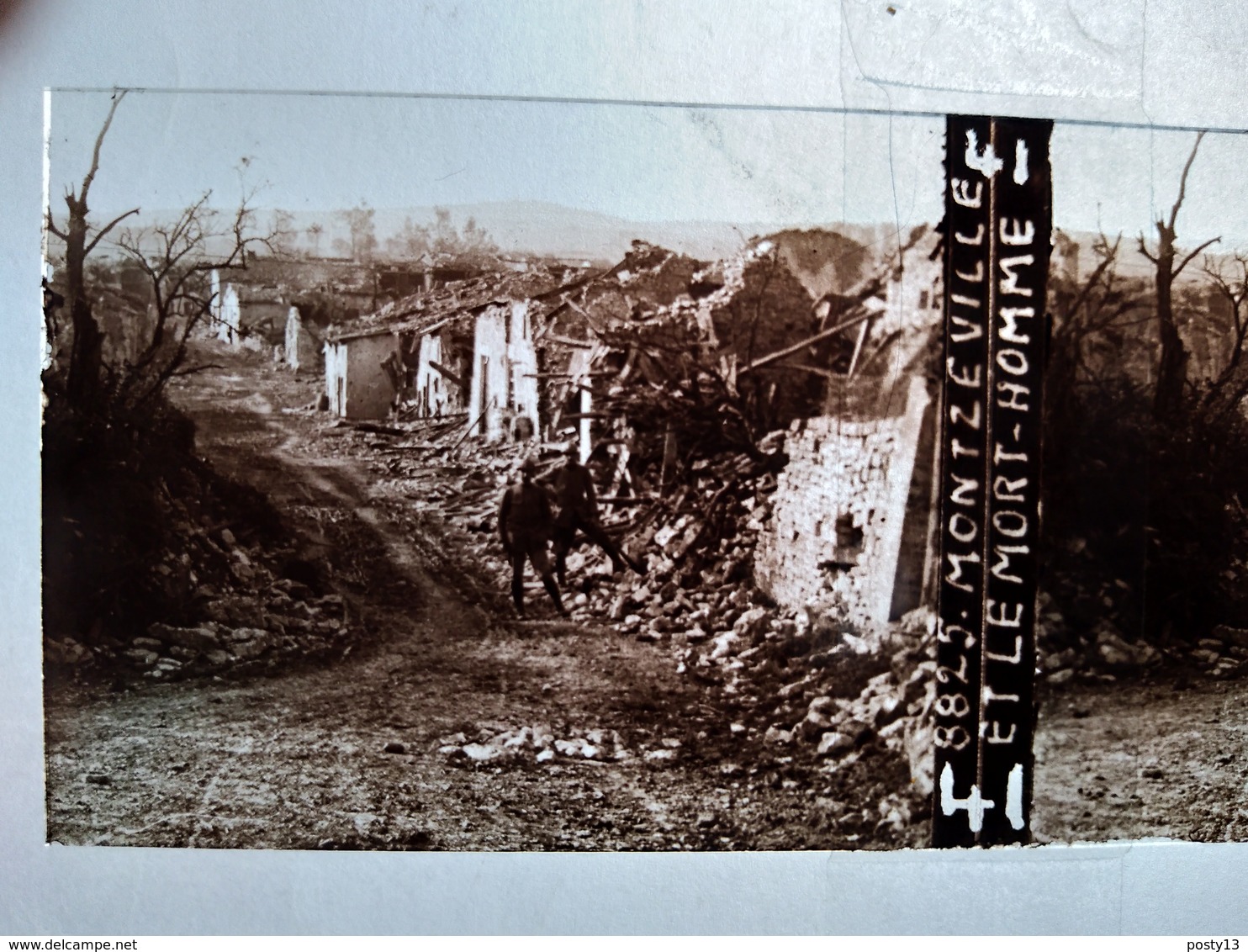 Guerre 1914-18 -  Montzeville Et Le Mort Homme - Ruines - Plaque De Verre StéréoscopiqueTBE - Plaques De Verre