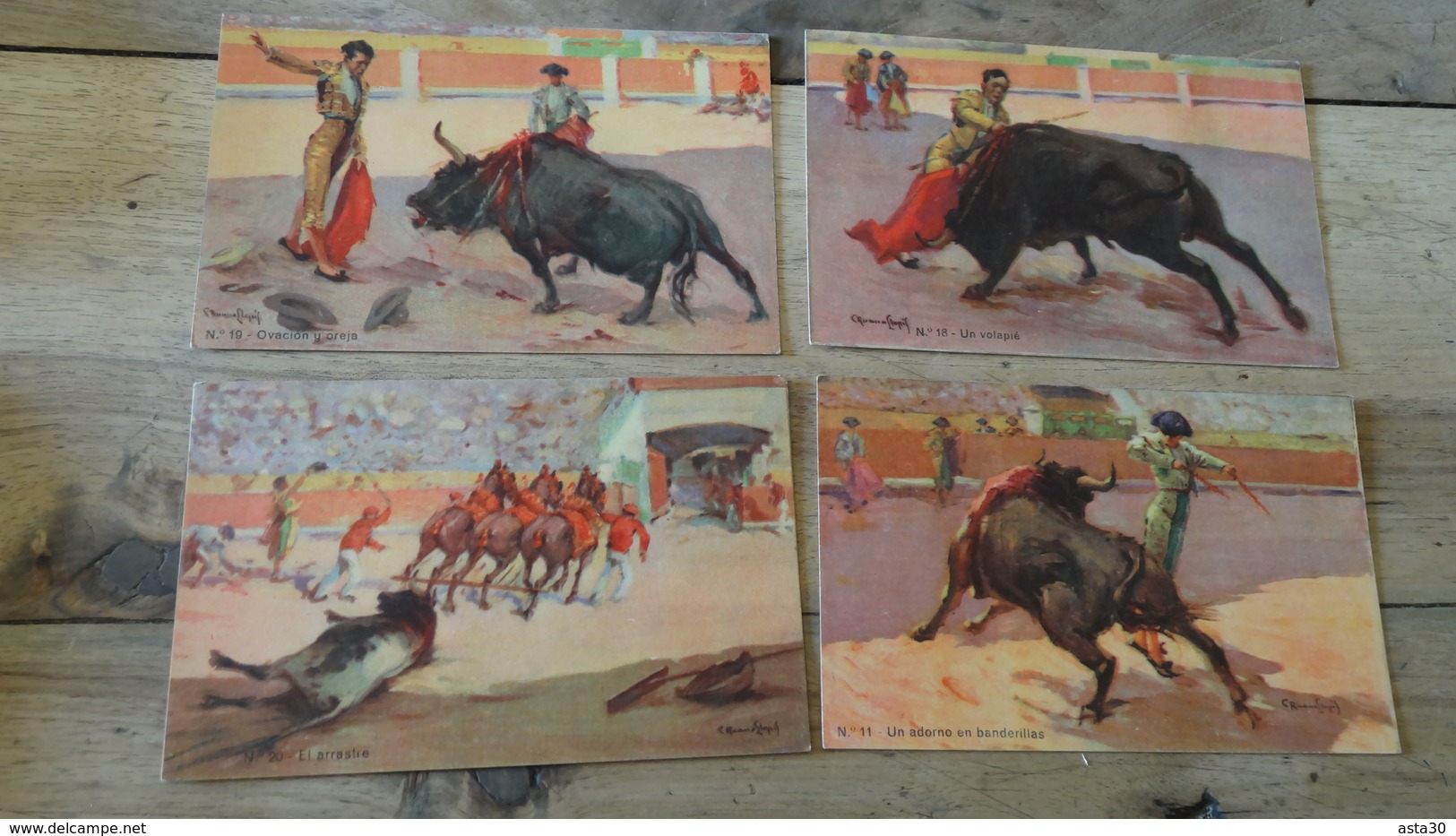 Lot De 7 Cartes Illustrées Sur Le Thème De La Corrida, Tauromachie………MZ3-3596 - Corrida