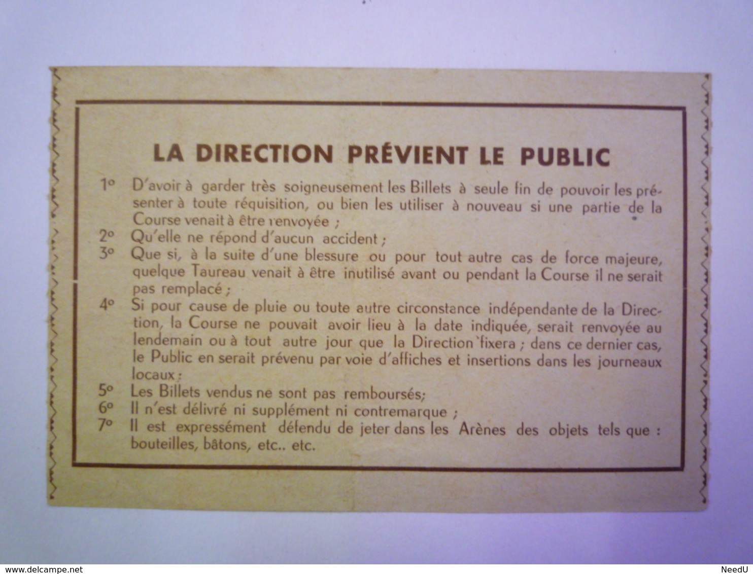 GP 2019 - 1677  Plaza De TOROS En VIC-FEZENSAC  :  TICKET D'entrée Pour La GRANDE CORRIDA   1949  XXXX - Tickets D'entrée