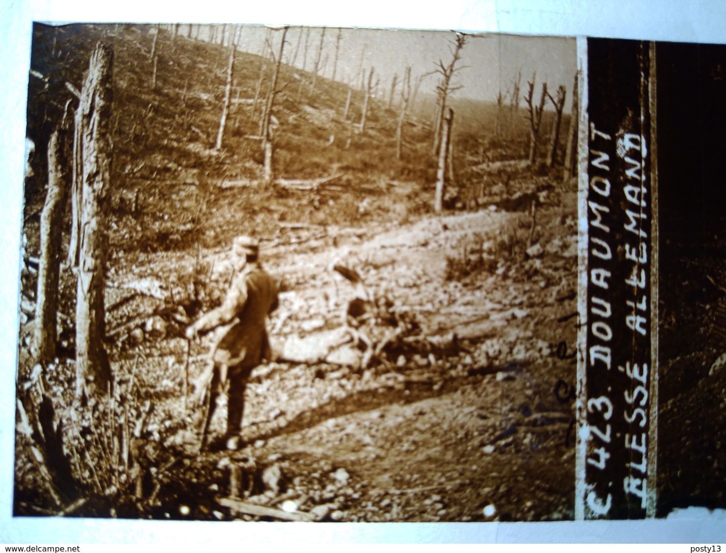 Guerre 1914-18 - DOUAUMONT - Blessé Allemand - Plaque De Verre StéréoscopiqueTBE - Plaques De Verre