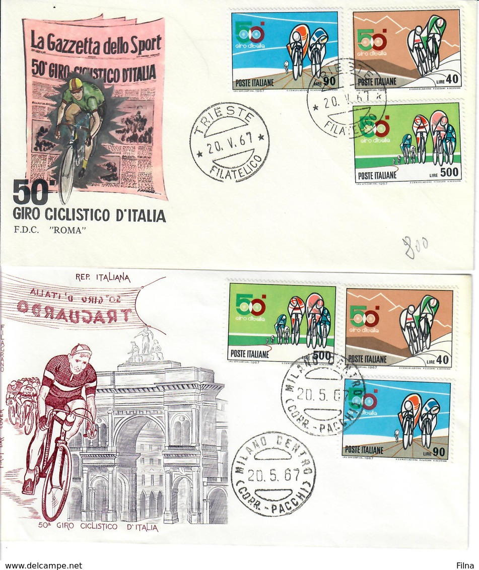 ITALIA 1967 - 50° GIRO D'ITALIA    - 2 DIVERSE   FDC - FDC