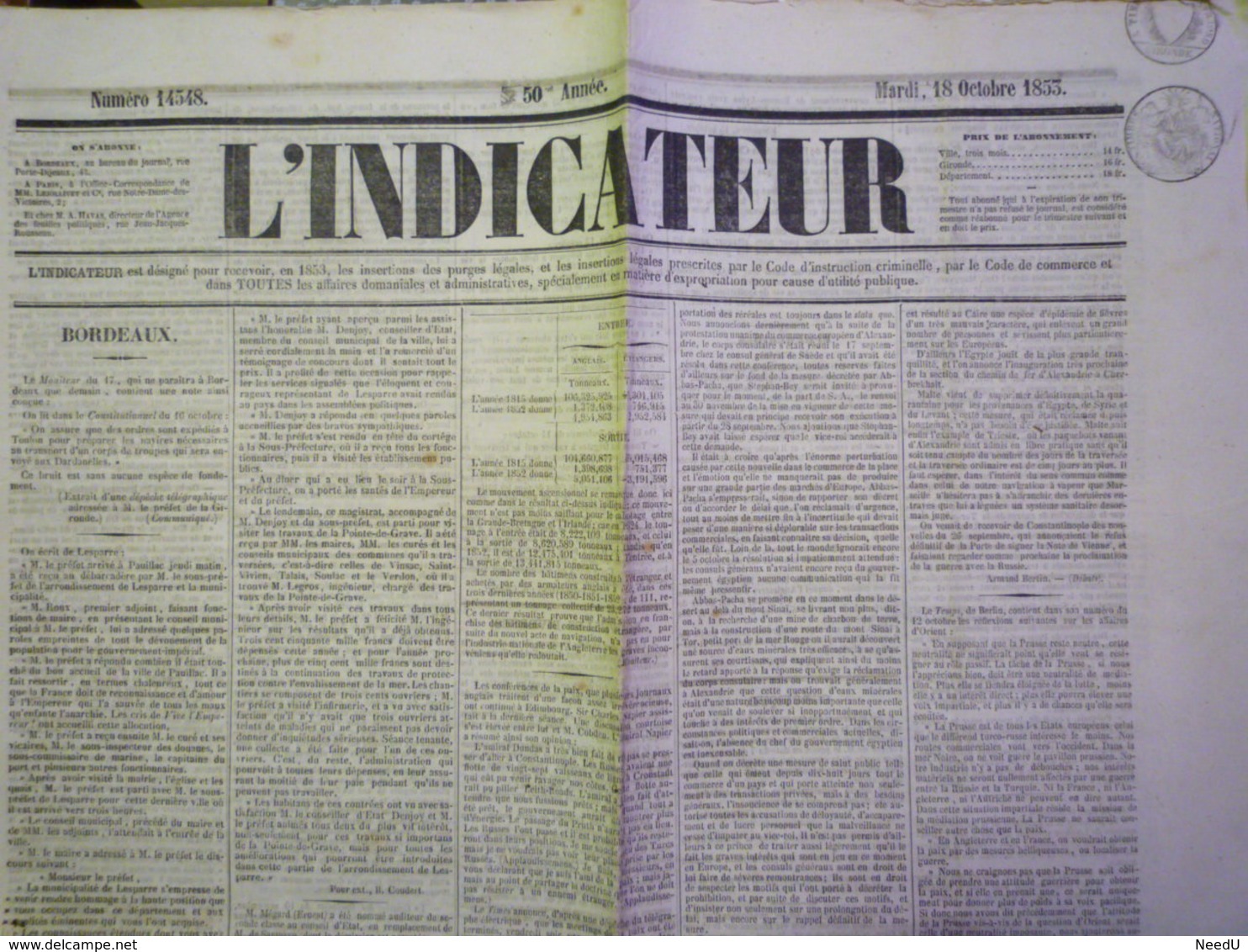 GP 2019 - 1681  JOURNAL  "L'INDICATEUR"  Du 18 Octobre 1953  XXXX - Non Classés