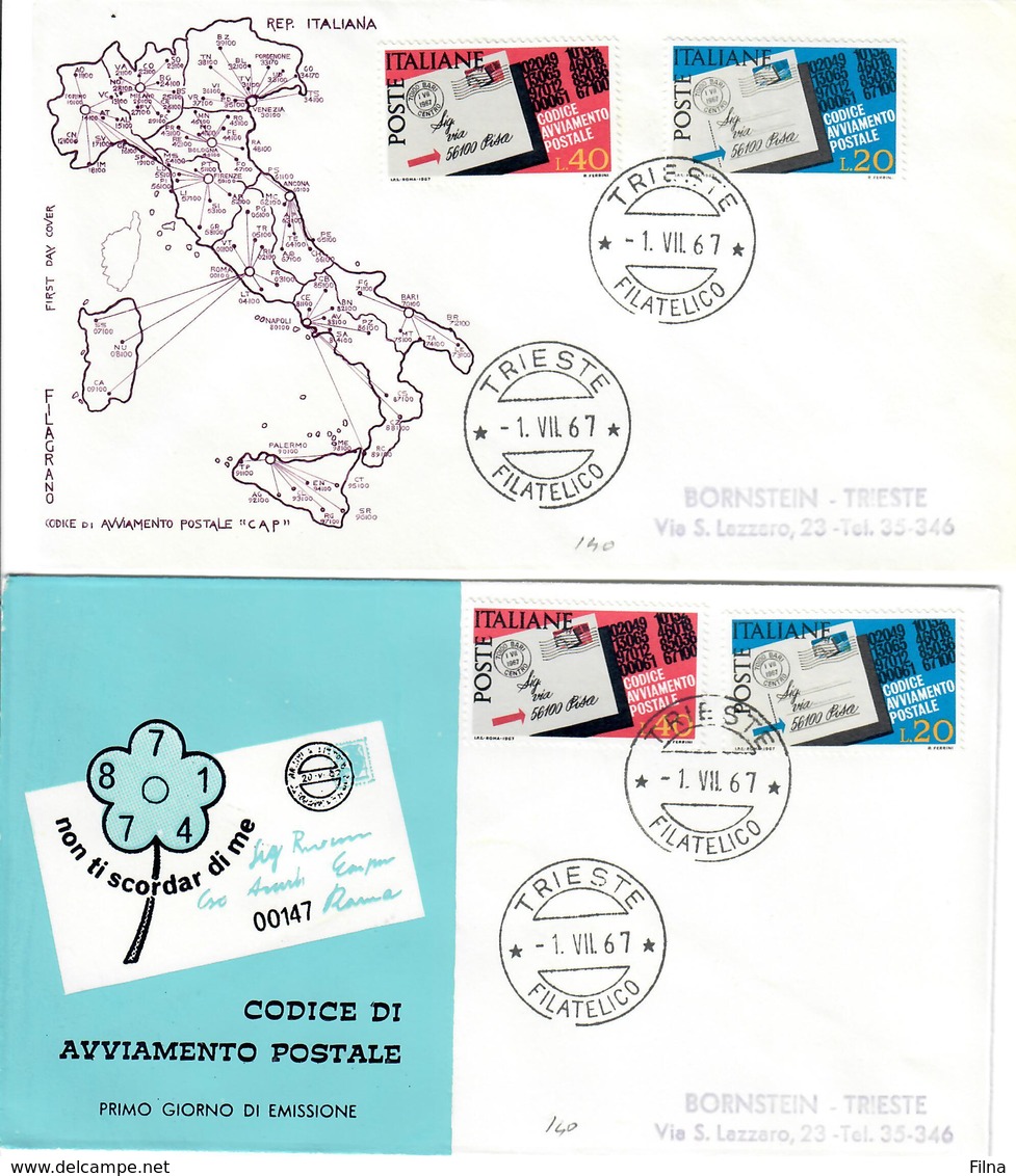 ITALIA 1967 - CODICE AVVIAMENTO POSTALE 2 DIFFERENTI   FDC - FDC