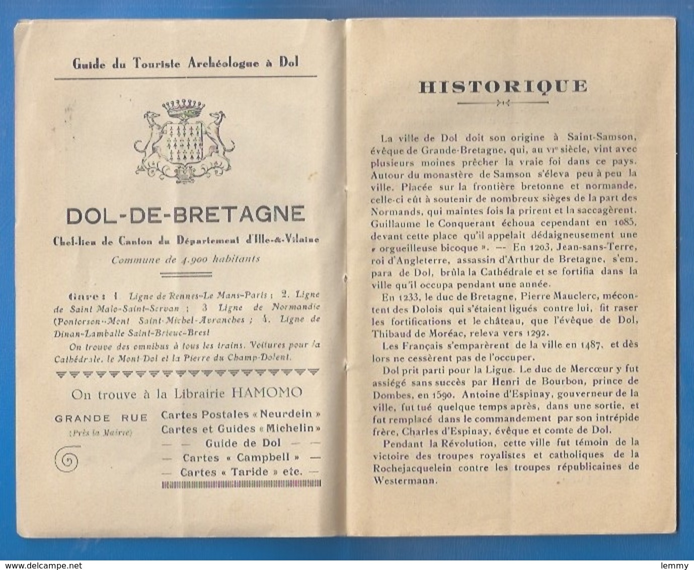 35 - DOL-DE-BRETAGNE - GUIDE DE DOL - 1937 - CATHÉDRALE, MONT-DOL, PIERRE DU CHAMP-DOLENT - 66 PAGES - Dol De Bretagne