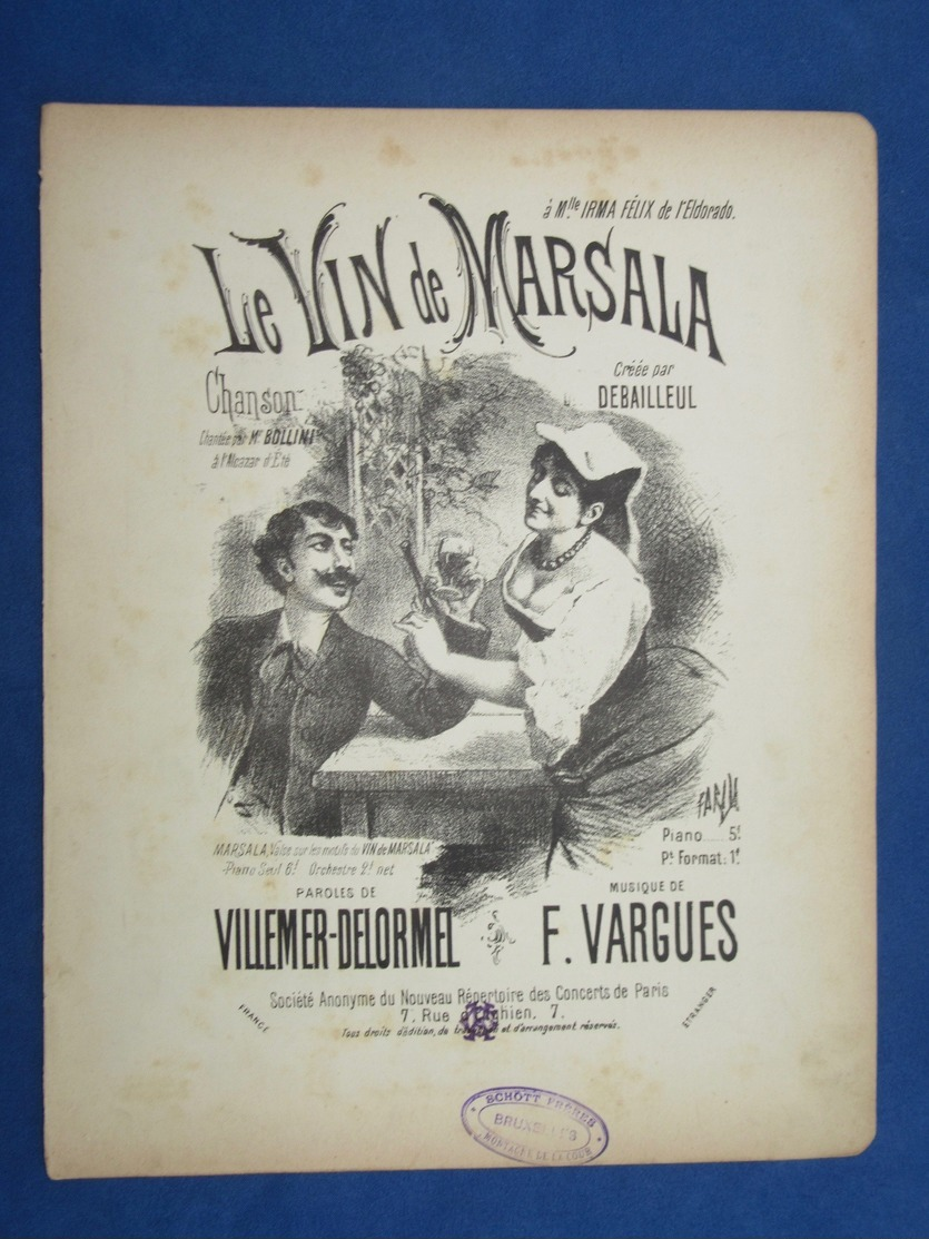 CAF CONC SICILE ITALIE PIANO GF PARTITION LE VIN DE MARSALA VILLEMER DELORMEL VARGUES ILL FARIA 1887 BOLLINI DEBAILLEUL - Autres & Non Classés