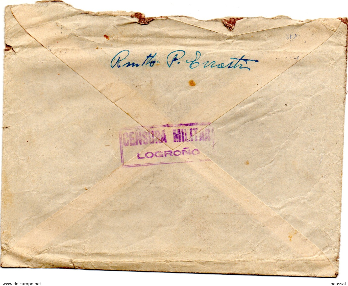 Carta Con Censura Militar Logroño De 1939.- - Cartas & Documentos