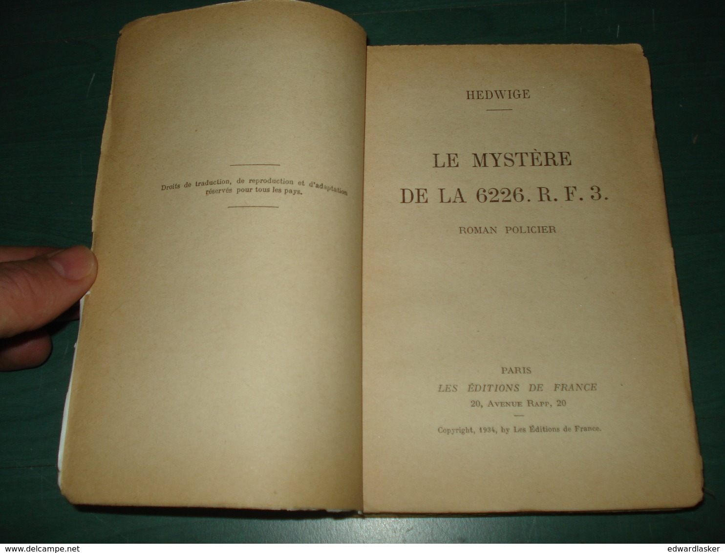 Coll. A NE PAS LIRE LA NUIT N°51 : Le Mystère De La 6226.R.F //Hedwige - Editions De France 1934 - Autres & Non Classés