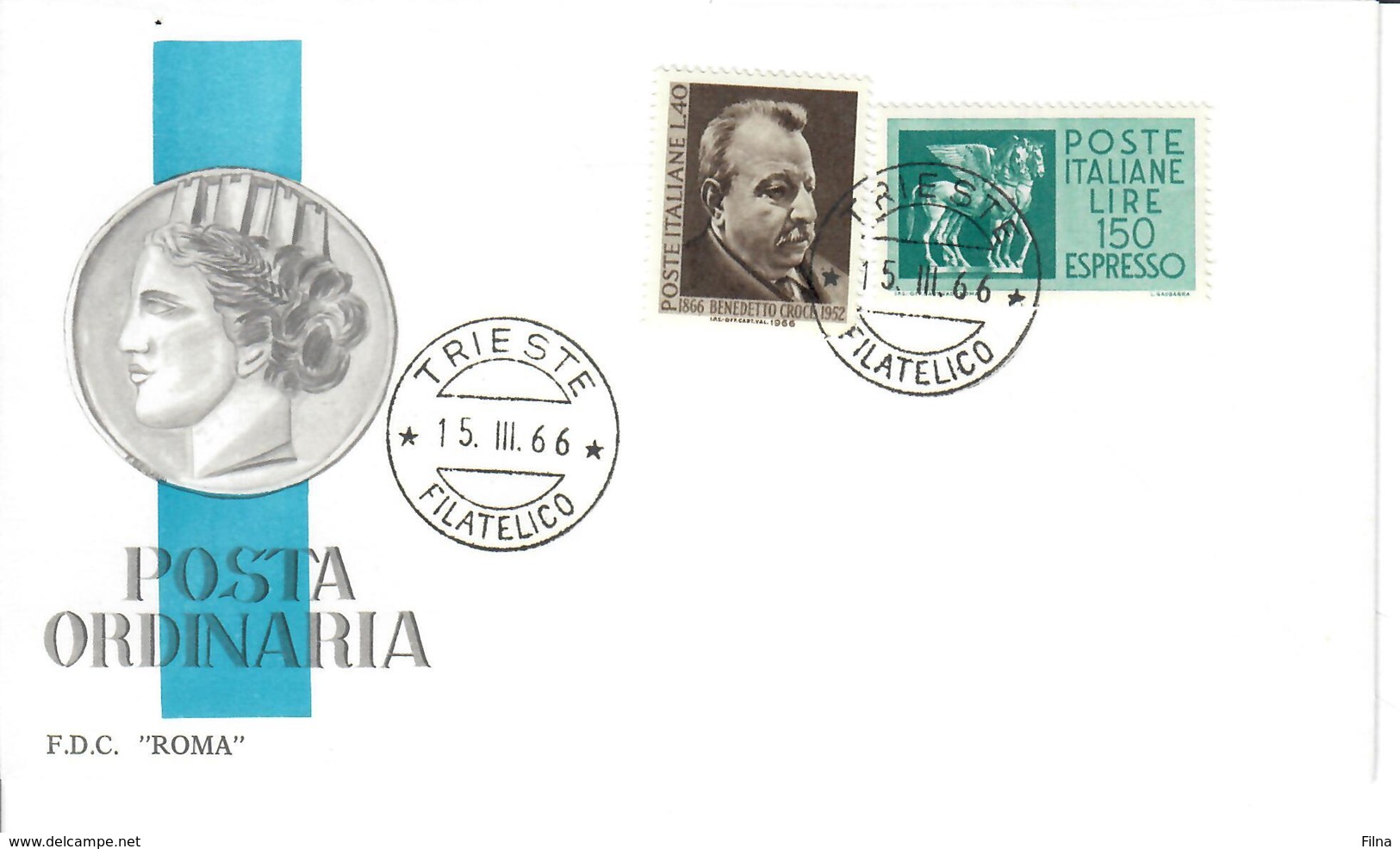 ITALIA 1966 - BENEDETTO CROCE - FDC - FDC