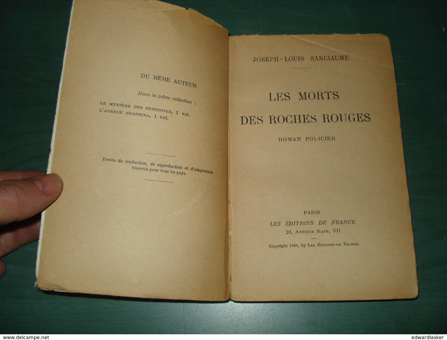 Coll. A NE PAS LIRE LA NUIT N°70 : Les Morts Des Roches Rouges //Joseph-Louis Sanciaume - Editions De France 1935 - Autres & Non Classés