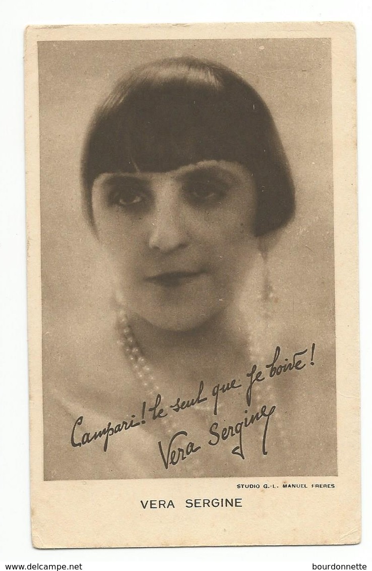 PUB CAMPARI - Autographe (Impression Autographique De Vera SERGINE (1884-1946) Actrice, épouse De Pierre RENOIR - CPA - Autres & Non Classés