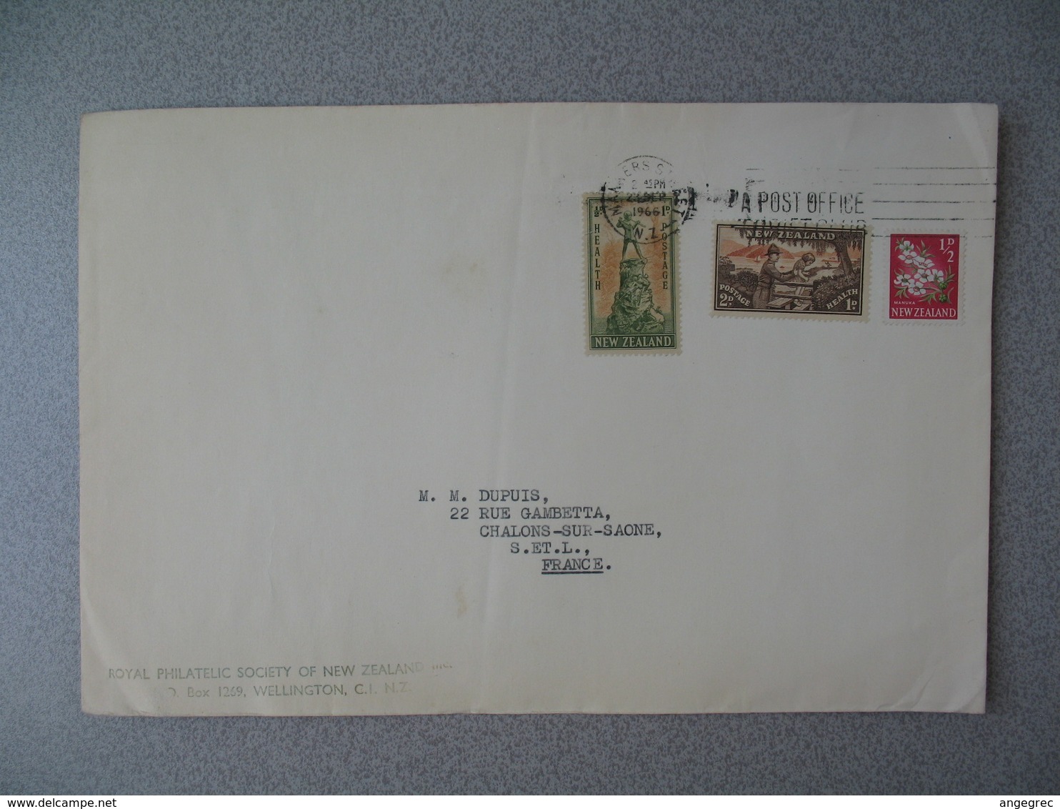 Nouvelle-Zélande Masterton 1966 Lettre Royal Philatelic Society   pour France - New Zealand Cover Fleur Santé Health - Brieven En Documenten