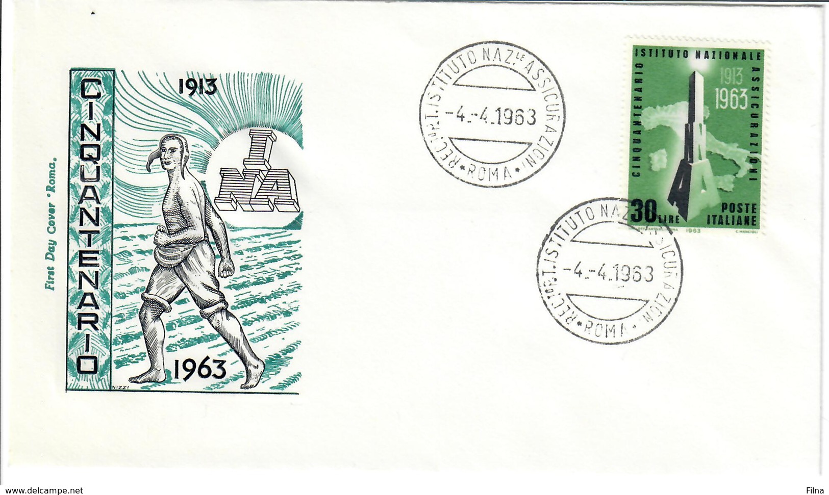 ITALIA 1963 - 50° INA ISTITUTO NAZIONALE ASSICURAZIONI   - FDC - FDC