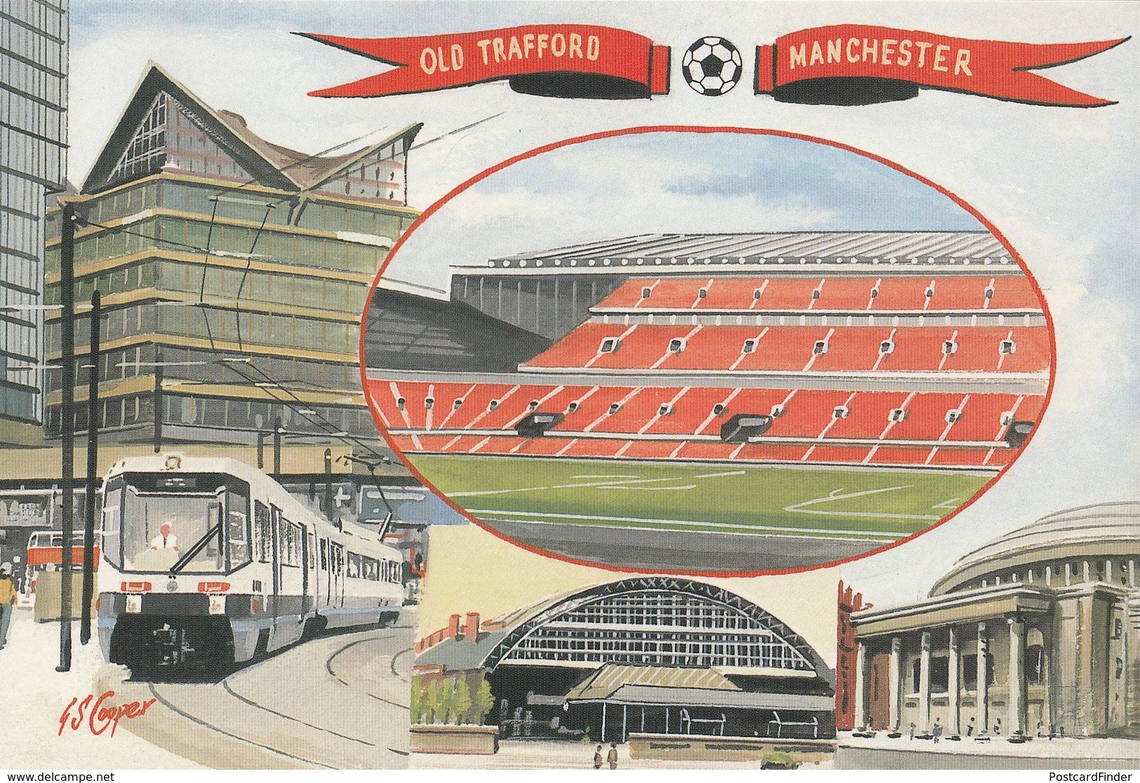 Old Trafford Manchester Football Stadium Bus Trams Fans To Ground 1996 Postcard - Soccer