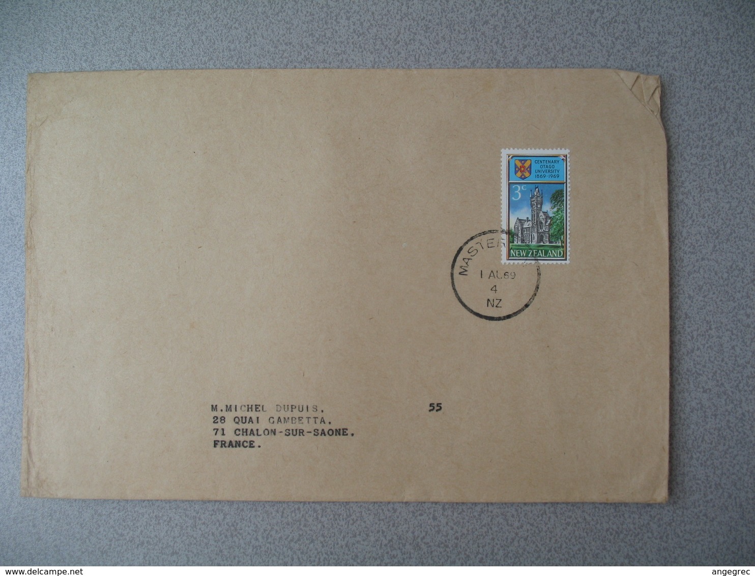 Nouvelle-Zélande Masterton 1969 Lettre  pour France - New Zealand Cover Stamp Centenary Otago University - Lettres & Documents